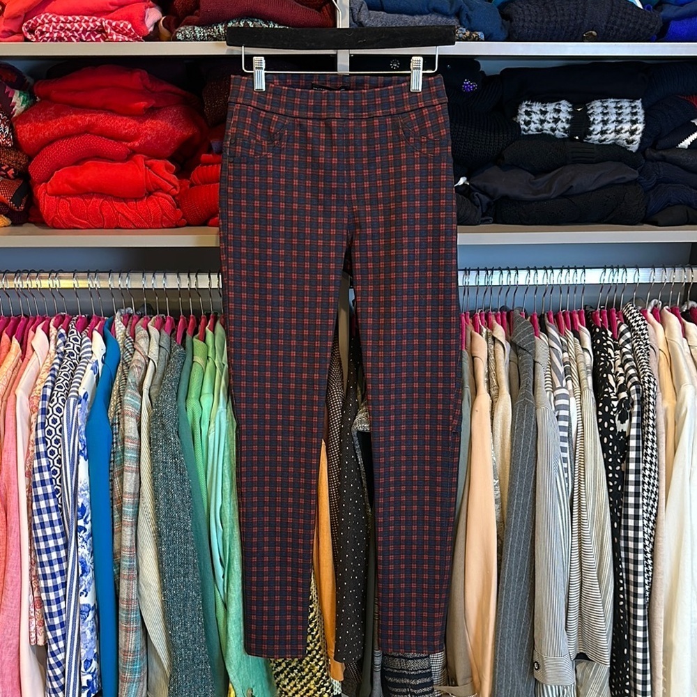 Sanctuary red/blue plaid leggings size S